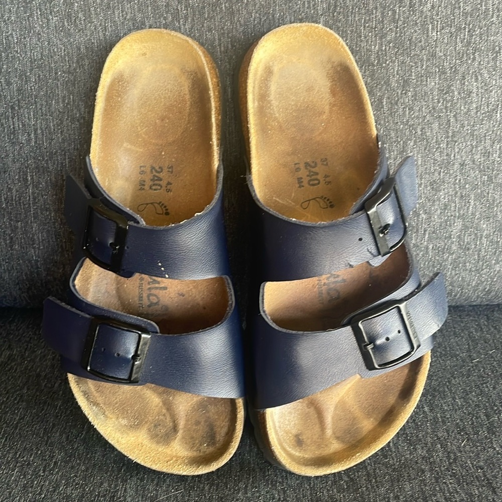 Betula sandals sliders size EU 37 fits US 7 navy blue Birkenstock